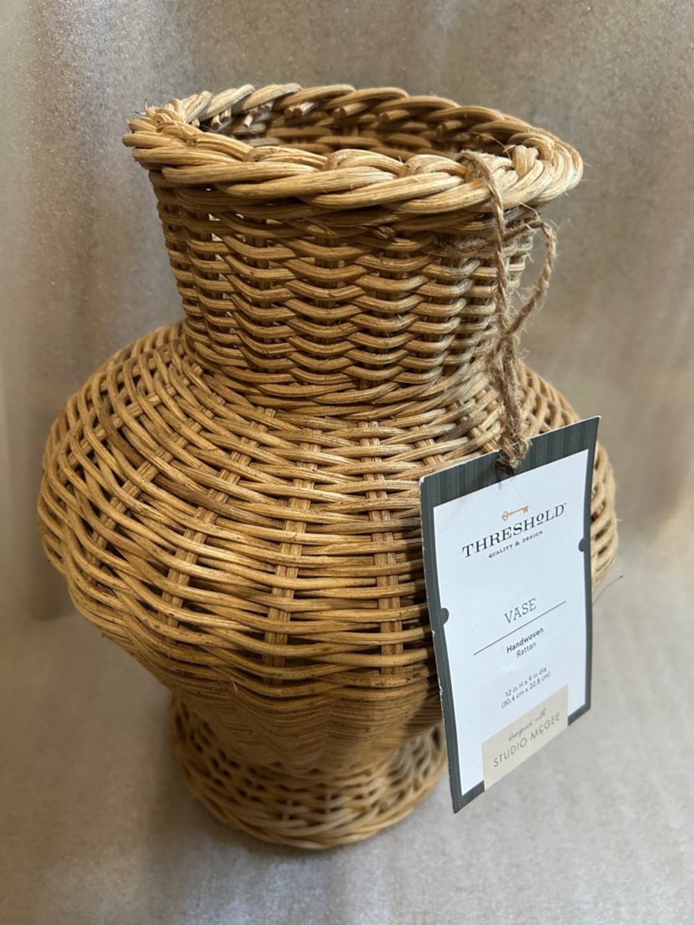 Studio McGee RARE Light Woven Rattan Vase - Natural - Picture 2 of 9